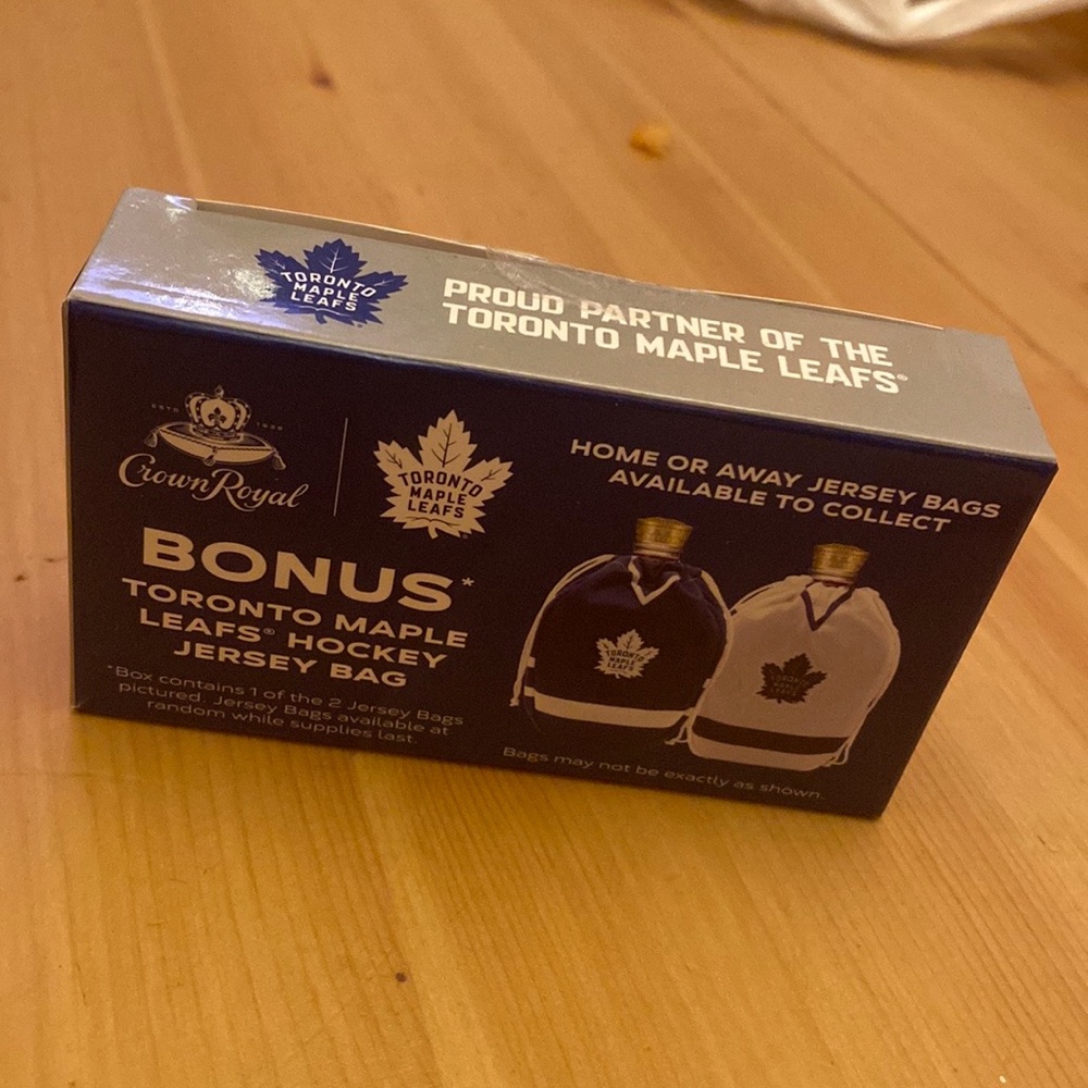 crown royal collectors Toronto maple leafs white jersey bag